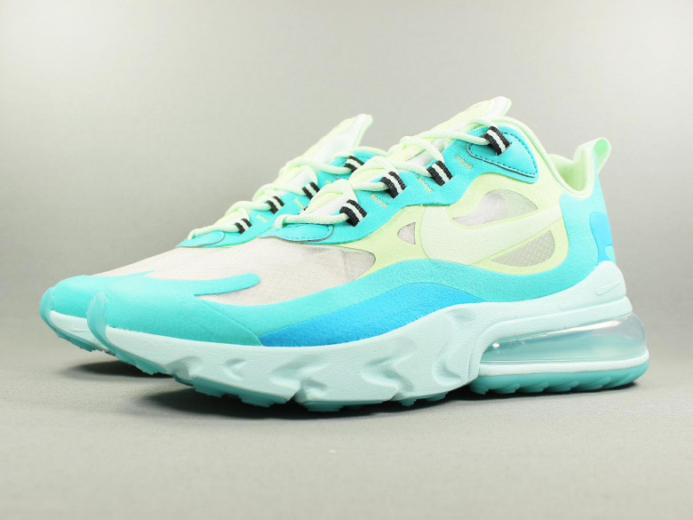 Nike Air Max 270 React en blanco, amarillo, violeta y verde